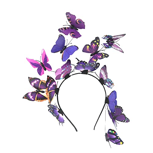 YKMYXZ Blumen-Stirnband, Damen Fascinator Hut Haarspange Feder Hochzeit Braut Cocktailhut Derby Kirche Bankett for Mädchen(MSM A3 purple) von YKMYXZ