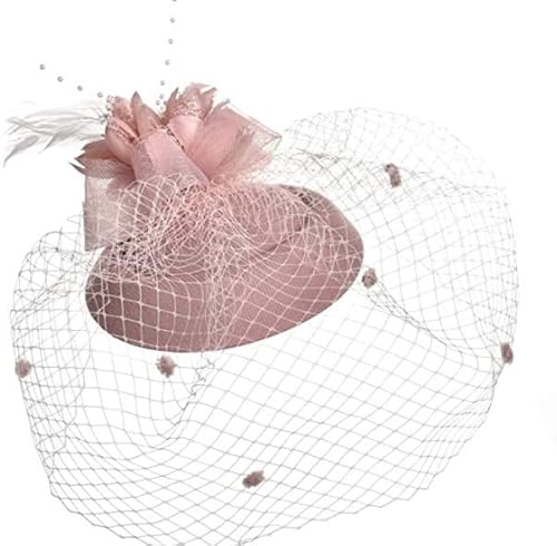 YKMYXZ Blumen-Stirnband, Damen Fascinator Hut Haarspange Feder Hochzeit Braut Cocktailhut Derby Kirche Bankett for Mädchen(WEN4 15 pink) von YKMYXZ