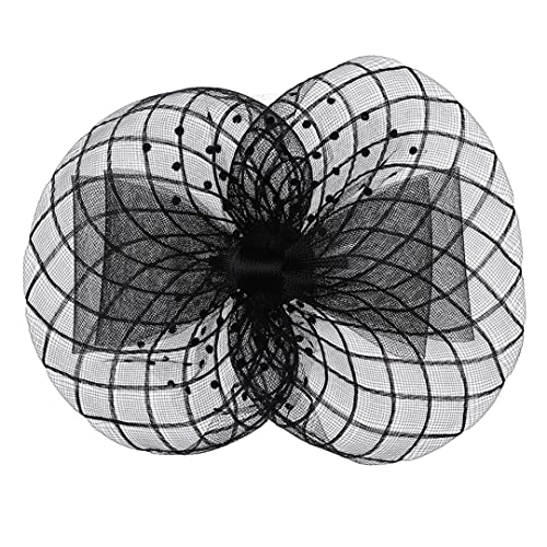 YKMYXZ Blumen-Stirnband, Mesh Big Bow Solid Hat Stirnband Haarspange for Frauen Cocktail Tea Party Hut Haar-Accessoire(Black) von YKMYXZ
