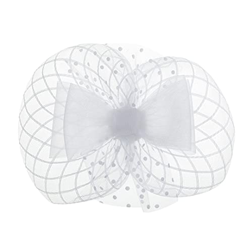 YKMYXZ Blumen-Stirnband, Mesh Big Bow Solid Hat Stirnband Haarspange for Frauen Cocktail Tea Party Hut Haar-Accessoire(White) von YKMYXZ