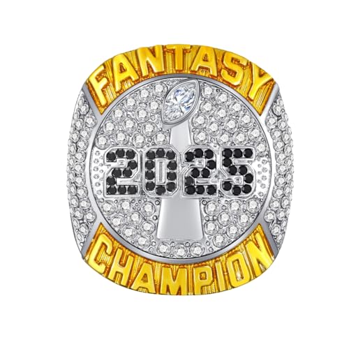 YKMYXZ Fantasy Football Championship Ring 2025 mit Holzboxen FFL Champion Ringe Rugby League Souvenir(11#) von YKMYXZ