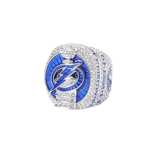 YKMYXZ Replik des NHL Lightning Championship Rings 2020 mit Zirkonia, Holz-Geschenkbox, Sammlungs-Andenken(12#) von YKMYXZ