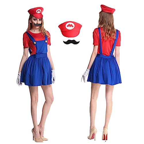 YKSOZMH Klempner Kostüm Set für Erwachsene Uni Cosplay Verkleidung Bodysuit mit Bros Hüten Kappe Schnurrbärte Halloween Cosplay Karneval Kostüm YKSOZMH Klempner Kostüm Set für Erwachsene Uni Cosplay Verkleidung Bodysuit mit Bros Hüten Kappe Schnurrbärte Halloween Cosplay Karneval Kostüm von YKSOZMH