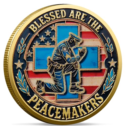 Blessed are The Peacemakers Police Challenge-Münze – Patriotische Strafverfolgungsmünze mit amerikanischem Flaggen-Design, symbolisiert Gerechtigkeit und Schutz Blessed are The Peacemakers Police Challenge-Münze – Patriotische Strafverfolgungsmünze mit amerikanischem Flaggen-Design, symbolisiert Gerechtigkeit und Schutz von YKshop