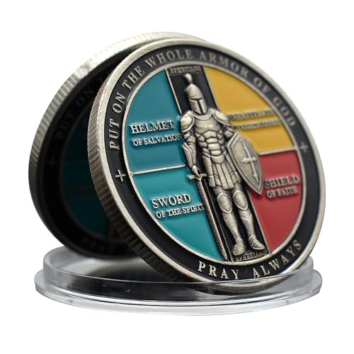 Christian Challenge Coin - Armor of God with Epheser 6:11-18, Helmet of Salvation, Sword of The Spirit, Shield of Faith - Inspirational Gift for Men & Women Christian Challenge Coin - Armor of God with Epheser 6:11-18, Helmet of Salvation, Sword of The Spirit, Shield of Faith - Inspirational Gift for Men & Women von YKshop