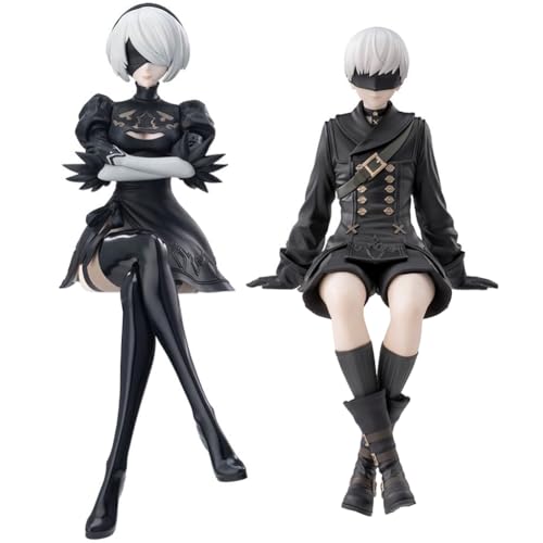 YLEAFUN 2B 9S Figur Anime 2Byorha und 9Syorha Sitzende Figuren Modell Desktop Ornamente Sammlung Geburtstagsgeschenk für Fans 2-Stücke von YLEAFUN