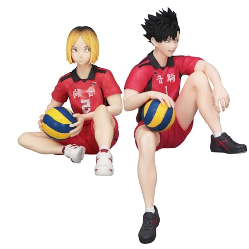 YLEAFUN 2PCS Kuroo Tetsurou und Kozume Kenma Anime Figuren Sitzende Pose Statue PVC Actionfigur Modell Collection Desktop Dekoration 14cm von YLEAFUN