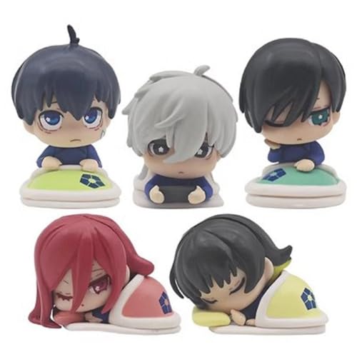 YLEAFUN Seishiro Nagi/Chigiri Hyoma/Bachira Meguru Cartoon Mini Modell Statue PVC Ornamente Sammlerstück,Home Car Desk Decoration Gifts for Fans (5 Stück) von YLEAFUN