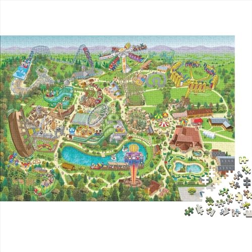 Amusement Parks 1000 Pieces Puzzle Vergnügungspark 1000 Teile Puzzle 1000 Teile Premium Quality Challenge Toy Jigsaw Puzzles for Adults and Children from 14 Years 1000pcs (75x50cm) von YLIANVED