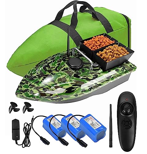 YLLLLY Futterboot, 12000mAh Batterien, 500m Fernbedienung, 1,5kg Ladetrichter, Wind- und wellenfest, mit Handtasche, Nachtangeln 888 von YLLLLY