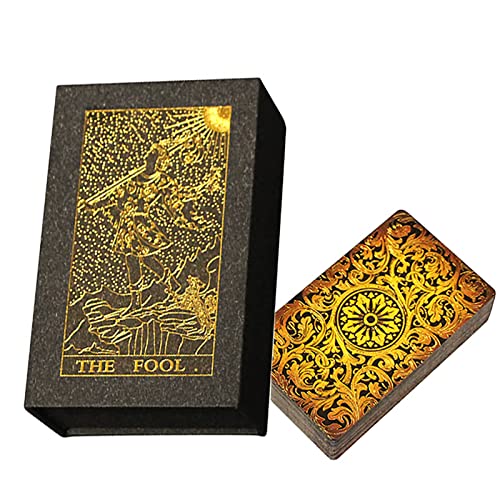 YLME Tarotkarten 78 Karten Deck inklusive Englischer Anleitung & Guidebook, Ideal for Beginners, Future Prediction, Self-Reflection and Meditation,Gold von YLME