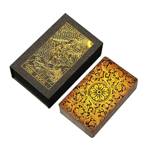 YLME Tarotkarten - Tarot Karten für Anfänger - Wasserdichtes PVC-Material - Tarot Cards - mit Buch - Englisch,Gold von YLME