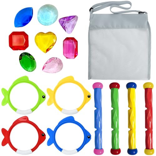 17 Stück Pool Spielzeug Kinder, Unterwasser Tauchspielzeug Set mit Tauchstäbe Tauchringe Tauchjuwelen Tragetasche, Tauch Spielzeug Kinder, Schwimmbad Spielzeug für Jungen Mädchen ab 5-12 Jahren (B) 17 Stück Pool Spielzeug Kinder, Unterwasser Tauchspielzeug Set mit Tauchstäbe Tauchringe Tauchjuwelen Tragetasche, Tauch Spielzeug Kinder, Schwimmbad Spielzeug für Jungen Mädchen ab 5-12 Jahren (B) von YLMYOLEMEI