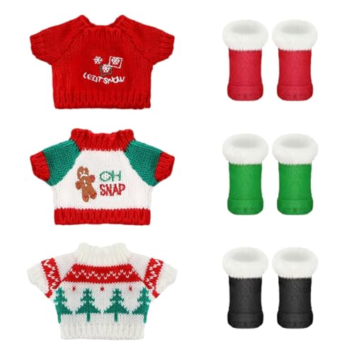 6 Stück Puppenkleidung Zubehör Set mit Puppen Pullover Weihnachten Puppenschuhe, Mini Pullover Mini Stiefel für Puppen, Weihnachtskleidung Puppe, Weihnachtselfen Zubehör für 1/12 Puppenhaus 6 Stück Puppenkleidung Zubehör Set mit Puppen Pullover Weihnachten Puppenschuhe, Mini Pullover Mini Stiefel für Puppen, Weihnachtskleidung Puppe, Weihnachtselfen Zubehör für 1/12 Puppenhaus von YLMYOLEMEI