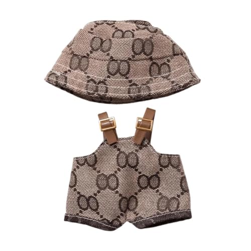 Bekleidung für 17CM Plüsch, 17 cm Große Puppenkleidung, Bekleidungs Zubehör für 17CM Puppe, Puppenkleidung, Bucket Hat und Latzhose Set, Ohne Puppe Bekleidung für 17CM Plüsch, 17 cm Große Puppenkleidung, Bekleidungs Zubehör für 17CM Puppe, Puppenkleidung, Bucket Hat und Latzhose Set, Ohne Puppe von YLMYOLEMEI