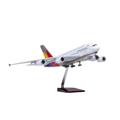 Für Asiana A380 Luftfahrtmodell Im Maßstab 1/160 Mit LED-Leuchten Und Rädern Desktop-Ornament(NO LED) von YLQERZ