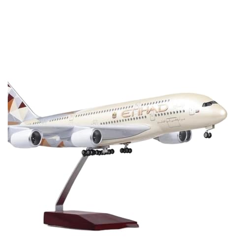Metallflugzeugmodell Druckguss 47 cm Für Airbus A380 Etihad Modell Spielzeug Harz Mit Led-leuchten Collecti Desktop Display Dekorationen Flugzeuge Modell Sammeln Oder Verschenken(with lamp) von YLQERZ