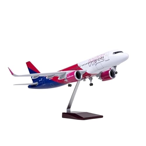 Metallflugzeugmodell Druckguss 47CM Für A320 NEO Wizz Flugzeug Licht Mit Rad Fahrwerk Druckguss Harz Flugzeuge Dekoration Home Flugzeug Modell Sammeln Oder Verschenken(with lamp) von YLQERZ