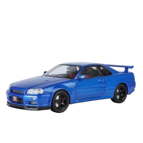 Modellauto Im Maßstab 1/18 Für Nissan Skyline GTR R34 Modell Auto Druckguss Legierung Casting Vollständig Offene Sound Und Licht Spielzeug Für Die Sammlung(Blue) von YLQERZ