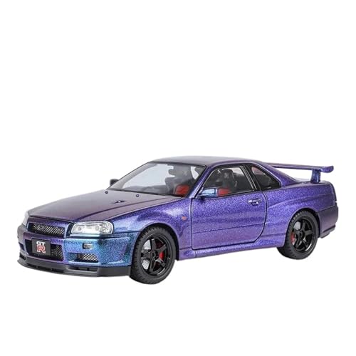 Modellauto Im Maßstab 1/18 Für Nissan Skyline GTR R34 Modell Auto Druckguss Legierung Casting Vollständig Offene Sound Und Licht Spielzeug Für Die Sammlung(Purple) von YLQERZ
