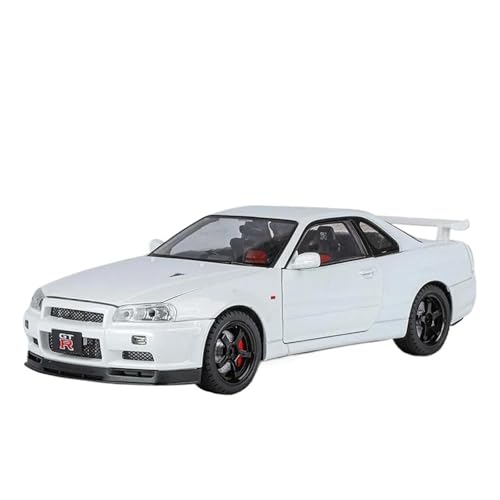 Modellauto Im Maßstab 1/18 Für Nissan Skyline GTR R34 Modell Auto Druckguss Legierung Casting Vollständig Offene Sound Und Licht Spielzeug Für Die Sammlung(White) von YLQERZ