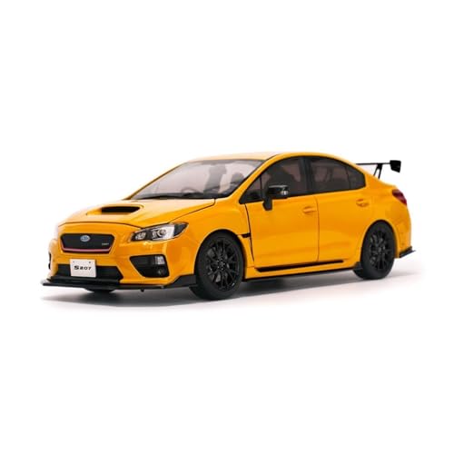 Modellauto Im Maßstab 1 18 Für Subaru STI S207 Metallguss Automodell 2015 Gelb Auto Ornamente Display Für Die Sammlung von YLQERZ