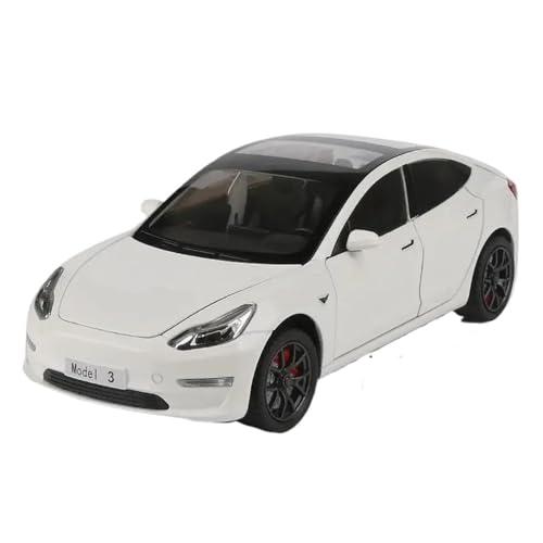 Modellauto Im Maßstab 1 24 Für Tesla Model 3 Maßstab Automodell Druckguss Metallmodell Simulation Fahrzeug Sound Und Licht Spielzeug Für Die Sammlung(White) von YLQERZ