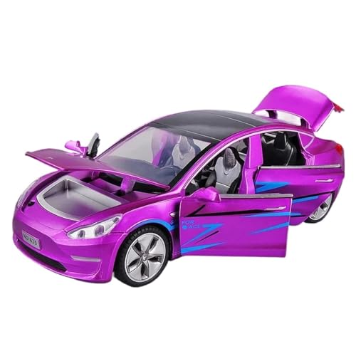 Modellauto Im Maßstab 1 32 Tesla Modell X Legierung Automodell Druckguss Maßstab Automodell Jungen Spielzeug Sound Und Licht Pullback Für Die Sammlung(Model 3 Purple) von YLQERZ