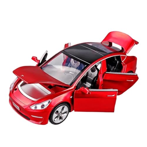 Modellauto Im Maßstab 1 32 Tesla Modell X Legierung Automodell Druckguss Maßstab Automodell Jungen Spielzeug Sound Und Licht Pullback Für Die Sammlung(Model 3 red) von YLQERZ