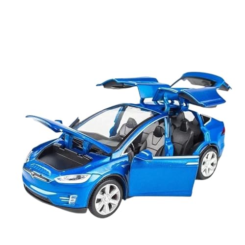 Modellauto Im Maßstab 1 32 Tesla Modell X Legierung Automodell Druckguss Maßstab Automodell Jungen Spielzeug Sound Und Licht Pullback Für Die Sammlung(Model X Blue) von YLQERZ