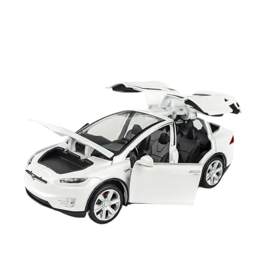 Modellauto Im Maßstab 1 32 Tesla Modell X Legierung Automodell Druckguss Maßstab Automodell Jungen Spielzeug Sound Und Licht Pullback Für Die Sammlung(Model X White) von YLQERZ