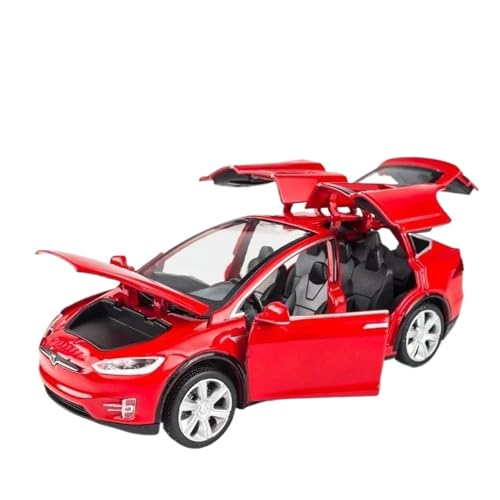Modellauto Im Maßstab 1 32 Tesla Modell X Legierung Automodell Druckguss Maßstab Automodell Jungen Spielzeug Sound Und Licht Pullback Für Die Sammlung(Model X red) von YLQERZ
