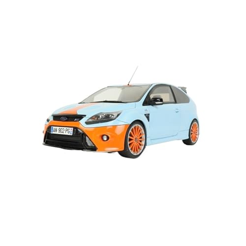 Modellauto Im Maßstab 1:18 Für Ford Focus MK2 RS 2010 Golf Blau + Orange Streifen Harz Auto Modell Erwachsene Souvenir Für Die Sammlung von YLQERZ