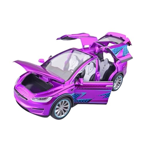 Modellauto Im Maßstab 1:24 Für Großes Tesla-Legierungsautomodell ModelX Pull Back Sound Und Licht Lila Spielzeugornamente Für Die Sammlung Modellauto Im Maßstab 1:24 Für Großes Tesla-Legierungsautomodell ModelX Pull Back Sound Und Licht Lila Spielzeugornamente Für Die Sammlung von YLQERZ