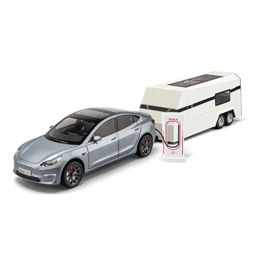 Modellauto Im Maßstab 1:24 Für Model 3 Reise RV Anhänger Legierung Modell Druckguss Metall Casting Sound Und Licht Auto Spielzeug Für Die Sammlung(Gray) von YLQERZ