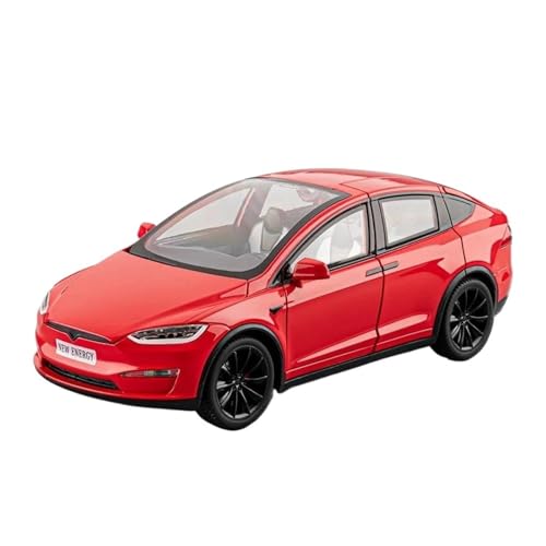 Modellauto Im Maßstab 1:24 Für Teslas Model X Legierung Modell Auto Druckguss Metall Casting Sound Und Licht Spielzeug Für Die Sammlung(Red) von YLQERZ
