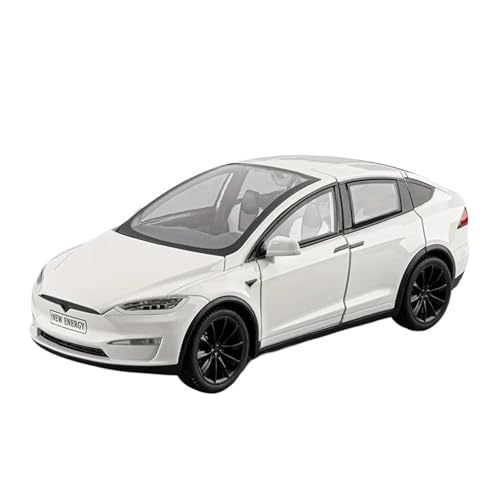Modellauto Im Maßstab 1:24 Für Teslas Model X Legierung Modell Auto Druckguss Metall Casting Sound Und Licht Spielzeug Für Die Sammlung(White) von YLQERZ