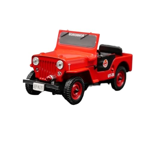 Modellauto Im Maßstab 1:43 Für Jeep Willys Feuer Patrol Polizei Auto Skala Miniatur Metall Casting Legierung Modell Rot Für Die Sammlung von YLQERZ
