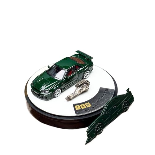 Modellauto Im Maßstab 1:64 Für Nissan GTR R34 Nismo Z-Tune Grün Vollständig Offen Legierung Auto Modell Display Stand Sammlung Für Die Sammlung(Green 1) von YLQERZ