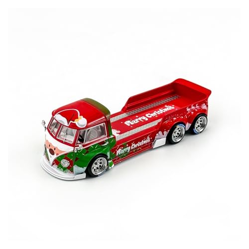 Modellauto Im Maßstab 1:64 Für Volkswagen T1 Abschleppwagen Version Weihnachten Version Legierung Auto Modell Rot Szene Display Für Die Sammlung von YLQERZ