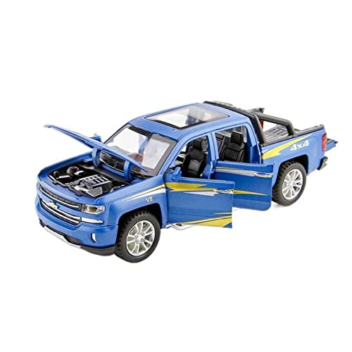 Modellauto Im Maßstab Für Chevrolet Silverado 1 32 Alu-Pickup-Automodell Ton- Und Lichtspielzeugfahrzeuge Kindergeschenksammlung Für Die Sammlung(Blau) von YLQERZ