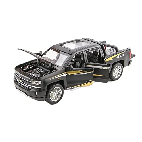 Modellauto Im Maßstab Für Chevrolet Silverado 1 32 Alu-Pickup-Automodell Ton- Und Lichtspielzeugfahrzeuge Kindergeschenksammlung Für Die Sammlung(Schwarz) von YLQERZ