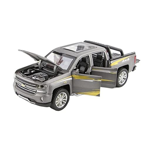 Modellauto Im Maßstab Für Chevrolet Silverado 1 32 Alu-Pickup-Automodell Ton- Und Lichtspielzeugfahrzeuge Kindergeschenksammlung Für Die Sammlung(Titanium) von YLQERZ