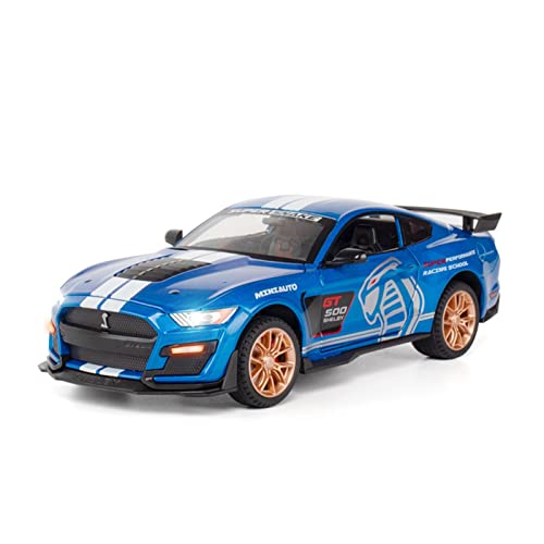Modellauto Im Maßstab Für Ford Mustang Shelby GT500 1 24 Legierung Automodell Pull Back Sound Und Light Boy Spielzeug Geschenke Sammlung Für Die Sammlung(Blau) von YLQERZ