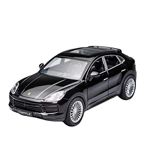 Modellauto Im Maßstab Für Porsche Cayenne S Turbo SUV 1 24 Alu-Automodell Pull Back Sound Und Light Boy Spielzeug Geschenke Sammlung Für Die Sammlung(Schwarz) von YLQERZ