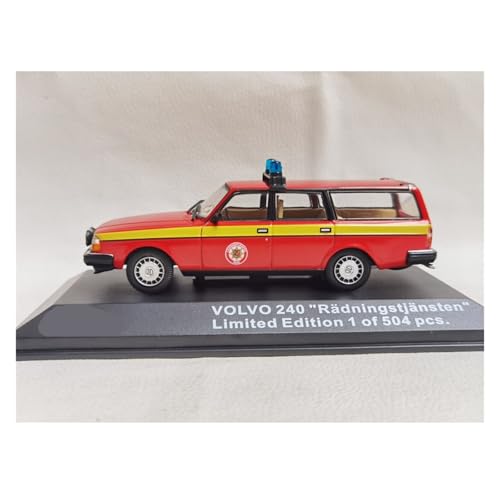 Modellauto Im Maßstab Für Volvo 240 Metallguss-Polizeiauto-Modell IXO Maßstab 1:43 (rot) Sammlerornamente Für Die Sammlung von YLQERZ