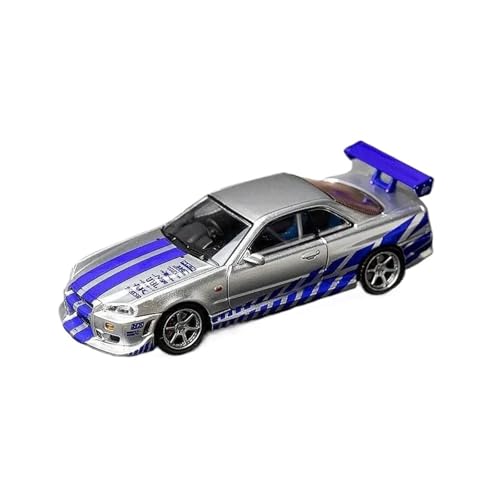 YLQERZ 1/64 Für Skyline GTR R34 C-West Alloy Racing Gießt Druck Spielzeug Miniatur Maßstab Fahrzeuge Für Die Sammlung(Silver) von YLQERZ
