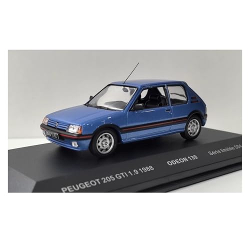 YLQERZ Modellauto Im Maßstab 1/43 Für Peugeot 205 GTI 1,9 1988 Blau Dekoration Auto Modell Skala Legierung Casting Spielzeug Für Die Sammlung von YLQERZ
