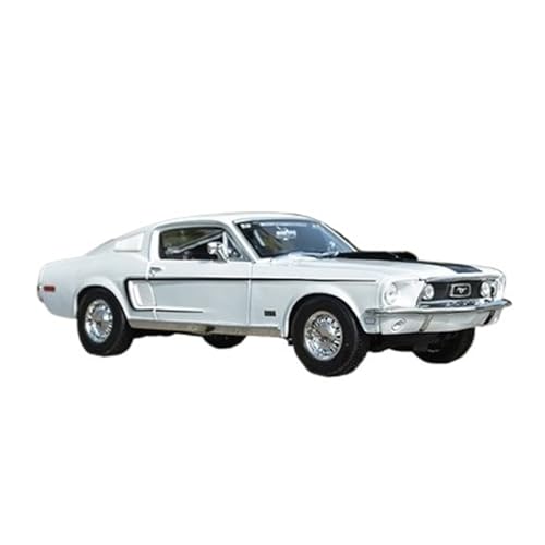 YLQERZ Modellauto Im Maßstab 1:18 Für Ford 1968 Mustang GT Klassische Auto Legierung Auto Modell Spielzeug Szene Ornament Für Die Sammlung(White) von YLQERZ