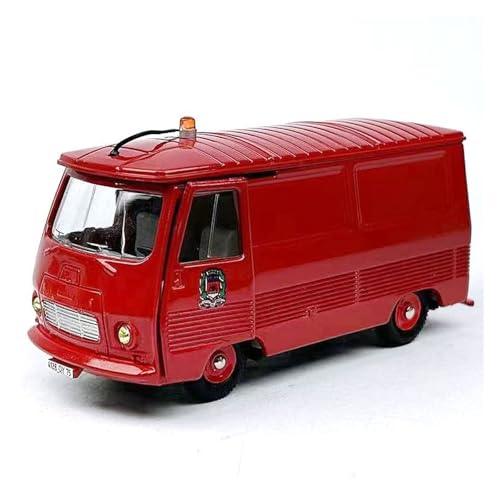 YLQERZ Modellauto Im Maßstab 1:43 Für Peugeot Fourgon J7 Feuer LKW Van Legierung Auto Modell Rot Studie Display Stand Für Die Sammlung von YLQERZ